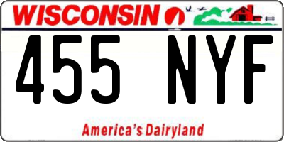 WI license plate 455NYF