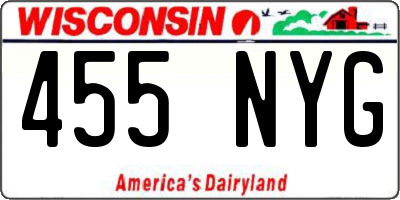 WI license plate 455NYG