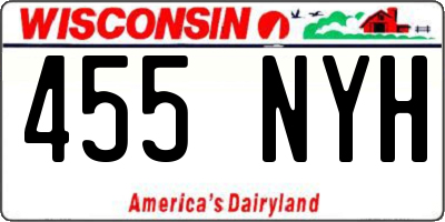 WI license plate 455NYH
