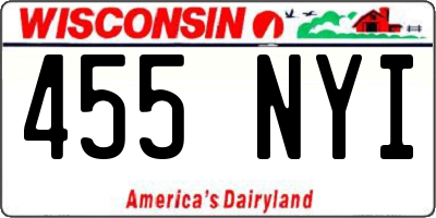 WI license plate 455NYI