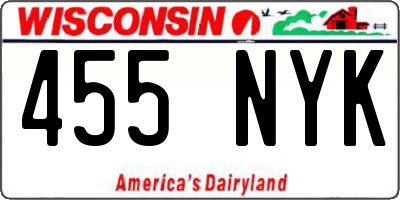 WI license plate 455NYK