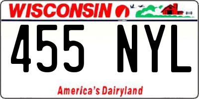 WI license plate 455NYL