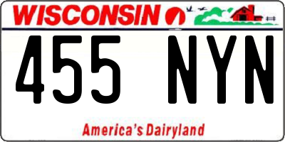 WI license plate 455NYN