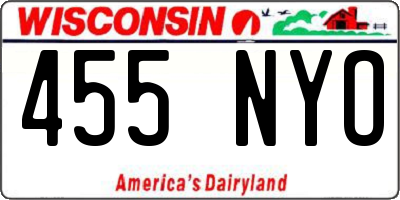 WI license plate 455NYO