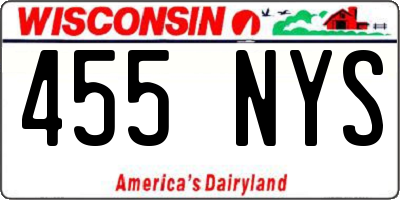WI license plate 455NYS