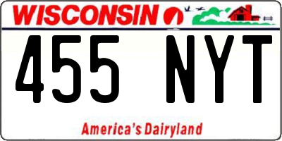 WI license plate 455NYT