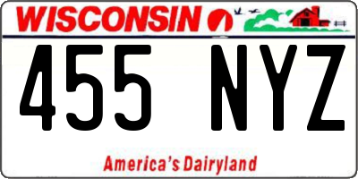 WI license plate 455NYZ