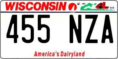 WI license plate 455NZA
