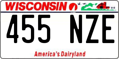 WI license plate 455NZE