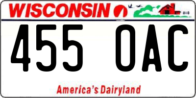 WI license plate 455OAC