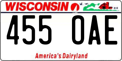 WI license plate 455OAE