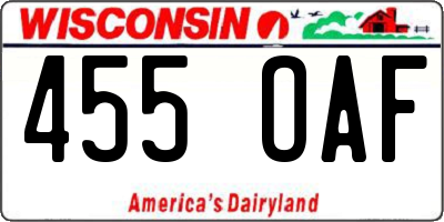 WI license plate 455OAF