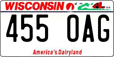 WI license plate 455OAG