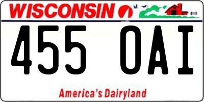 WI license plate 455OAI
