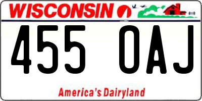WI license plate 455OAJ
