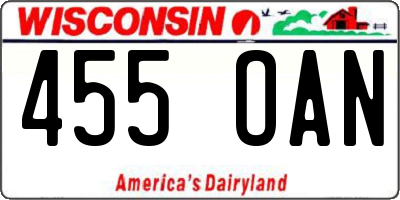 WI license plate 455OAN