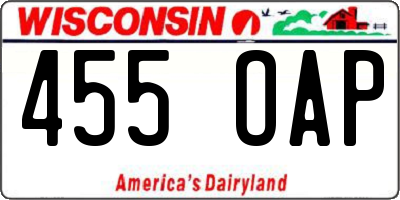 WI license plate 455OAP