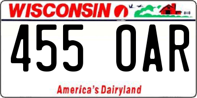WI license plate 455OAR