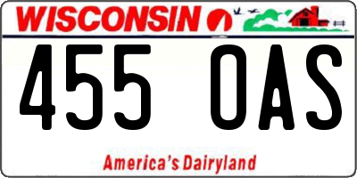WI license plate 455OAS