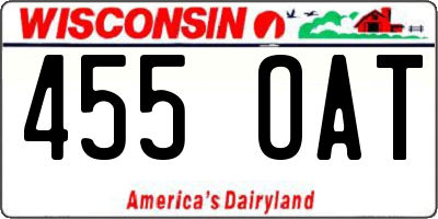WI license plate 455OAT