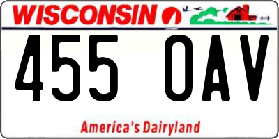 WI license plate 455OAV