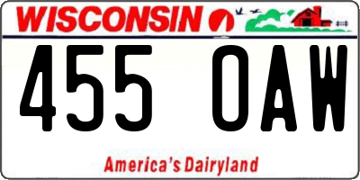 WI license plate 455OAW