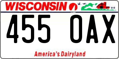 WI license plate 455OAX