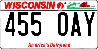 WI license plate 455OAY