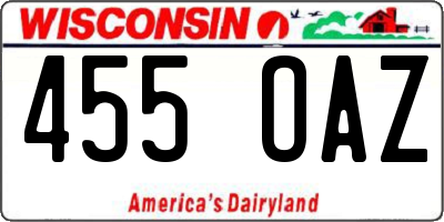 WI license plate 455OAZ