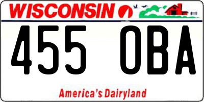 WI license plate 455OBA