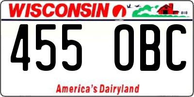 WI license plate 455OBC