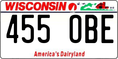 WI license plate 455OBE
