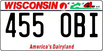 WI license plate 455OBI