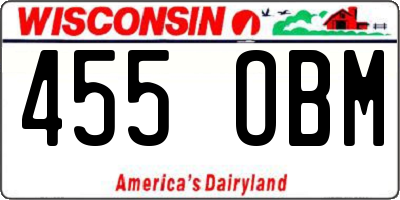 WI license plate 455OBM