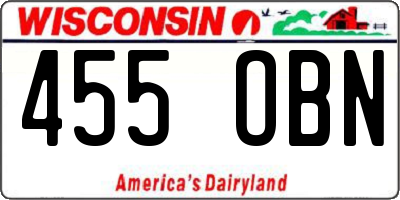 WI license plate 455OBN