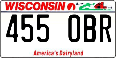 WI license plate 455OBR