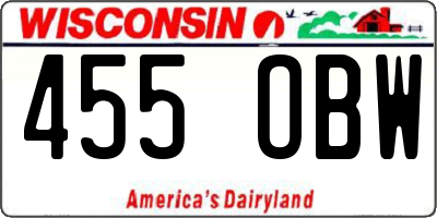 WI license plate 455OBW