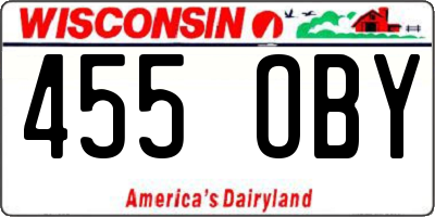 WI license plate 455OBY