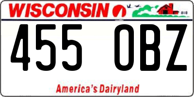 WI license plate 455OBZ