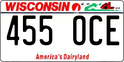 WI license plate 455OCE