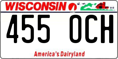 WI license plate 455OCH