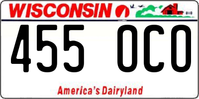 WI license plate 455OCO