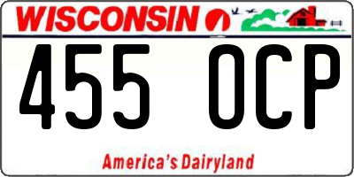 WI license plate 455OCP