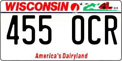 WI license plate 455OCR