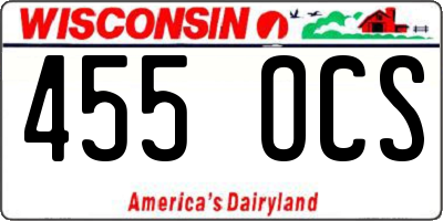 WI license plate 455OCS