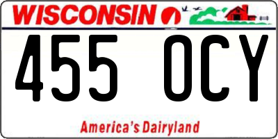 WI license plate 455OCY