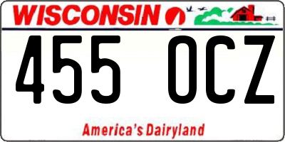 WI license plate 455OCZ
