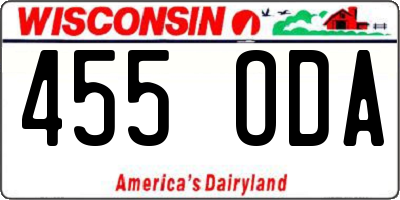 WI license plate 455ODA