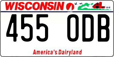 WI license plate 455ODB