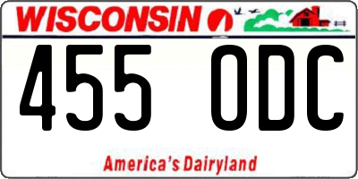 WI license plate 455ODC